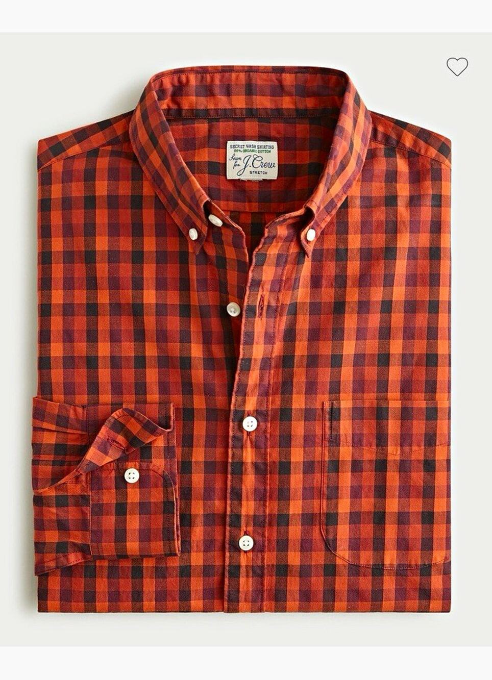 J.Crew Secret Wash Men's Slim Fit Stretch Poplin Gingham Button-Down Shirt L
